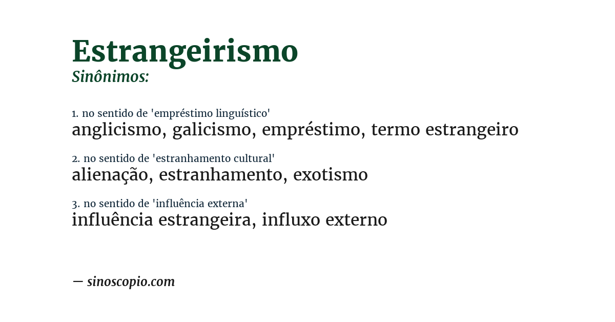 Sinônimo de estrangeirismo