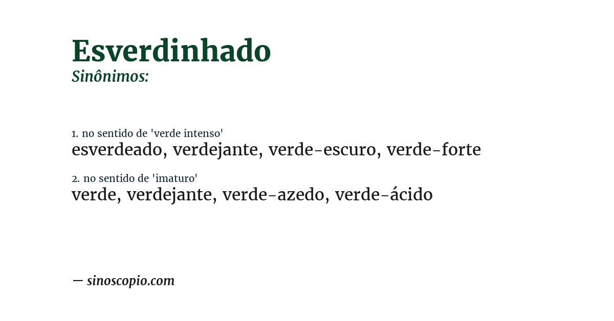 Sinônimo de esverdinhado