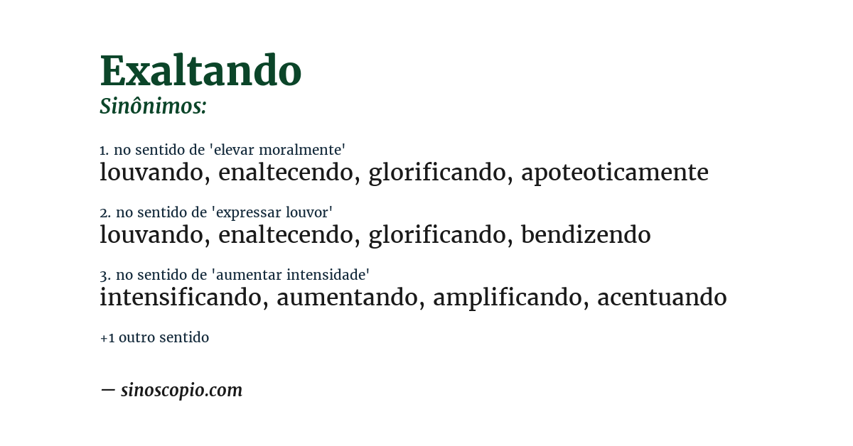 Sinônimo de exaltando