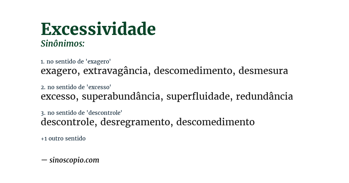 Sinônimo de excessividade