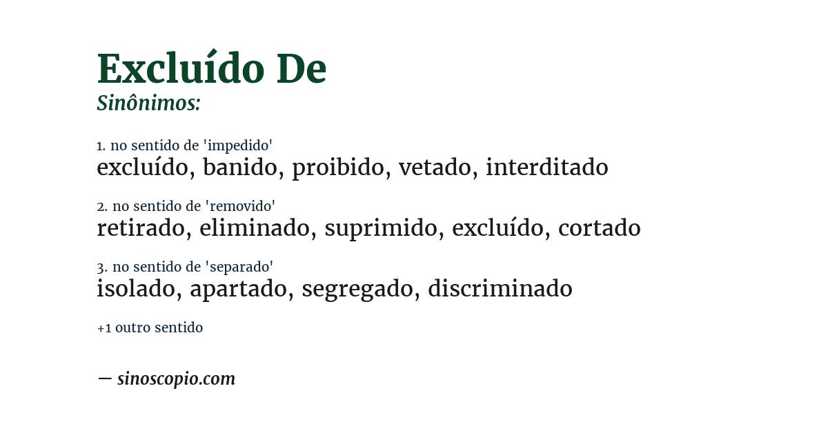 Sinônimo de excluído de