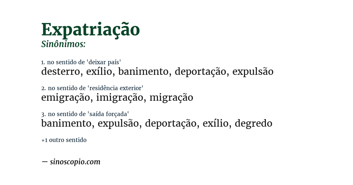 Sinônimo de expatriação