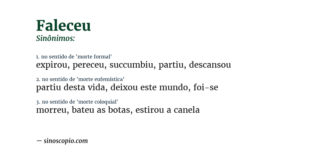 Sinônimo de faleceu