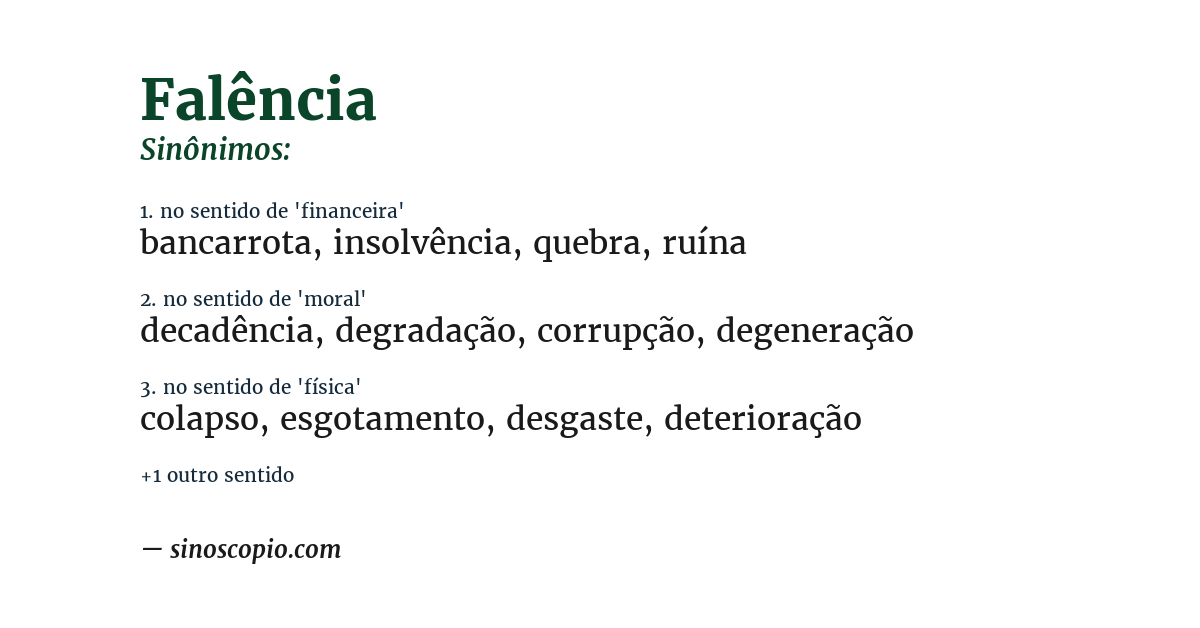 Sinônimo de falência