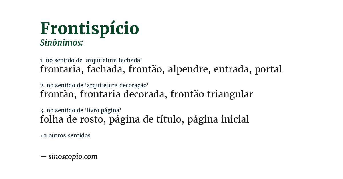 Sinônimo de frontispício
