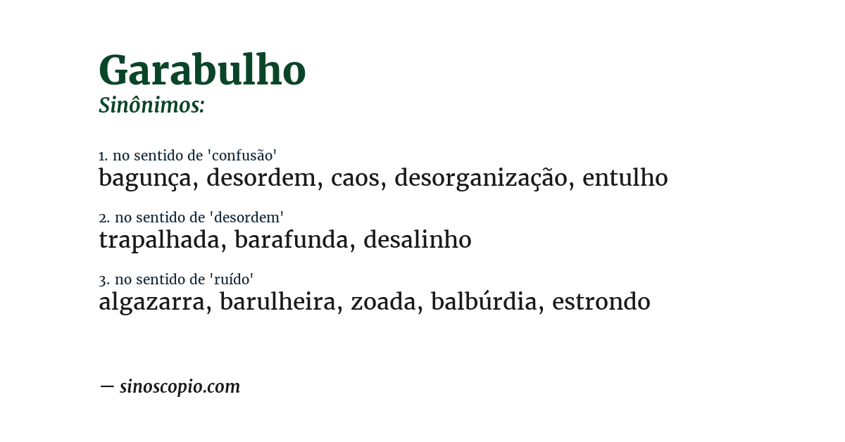 Sinônimo de garabulho