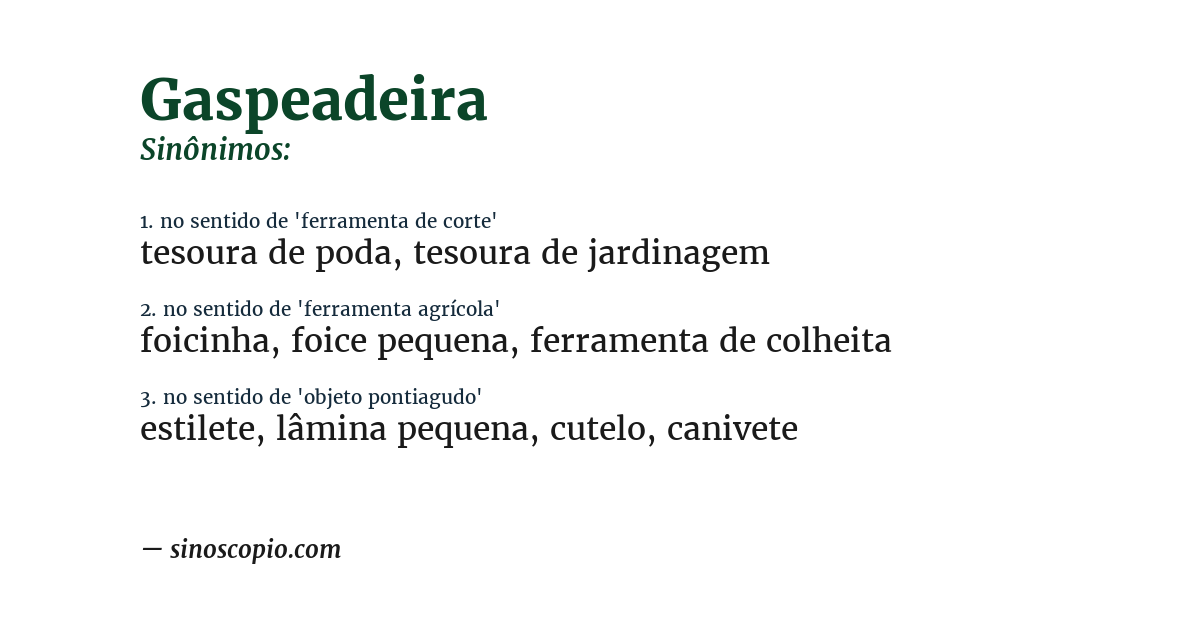 Sinônimo de gaspeadeira