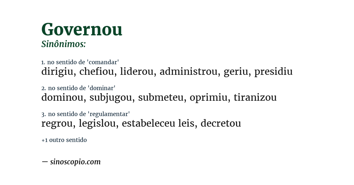Sinônimo de governou