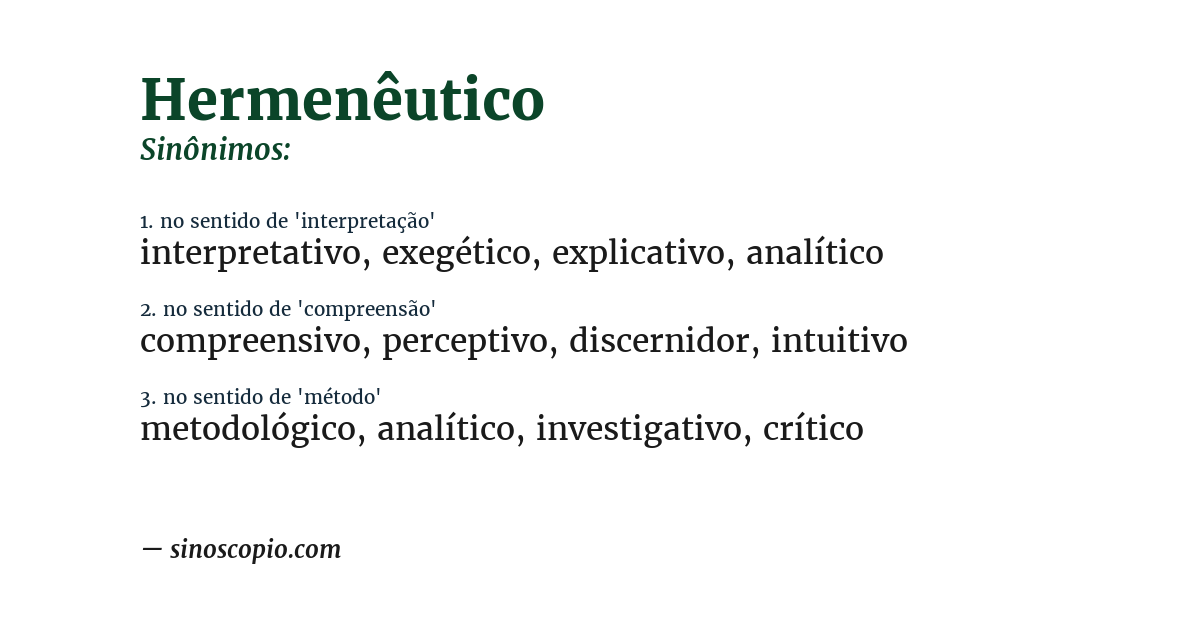 Sinônimo de hermenêutico
