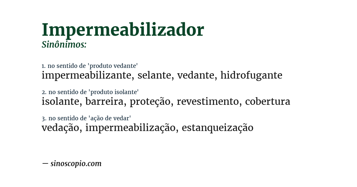 Sinônimo de impermeabilizador
