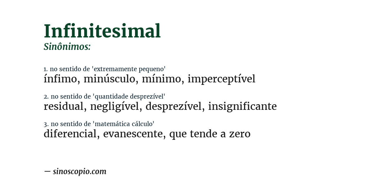 Sinônimo de infinitesimal