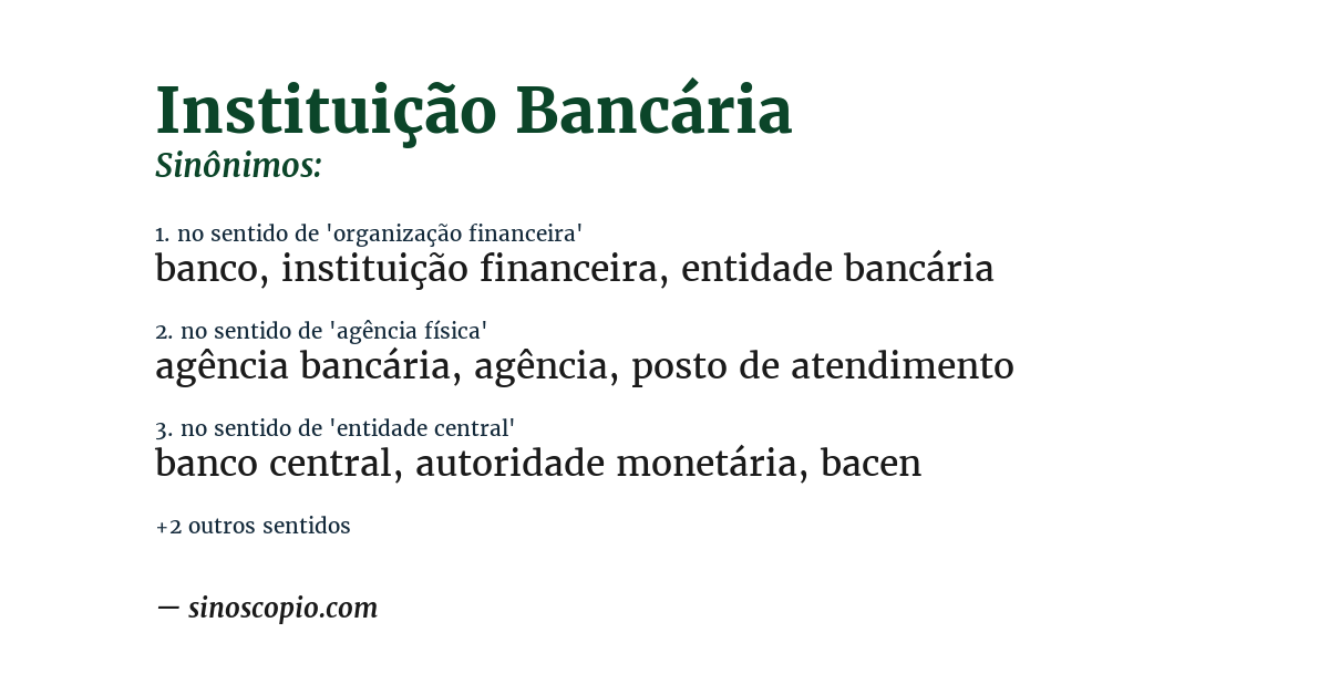 Sinônimo de instituição bancária