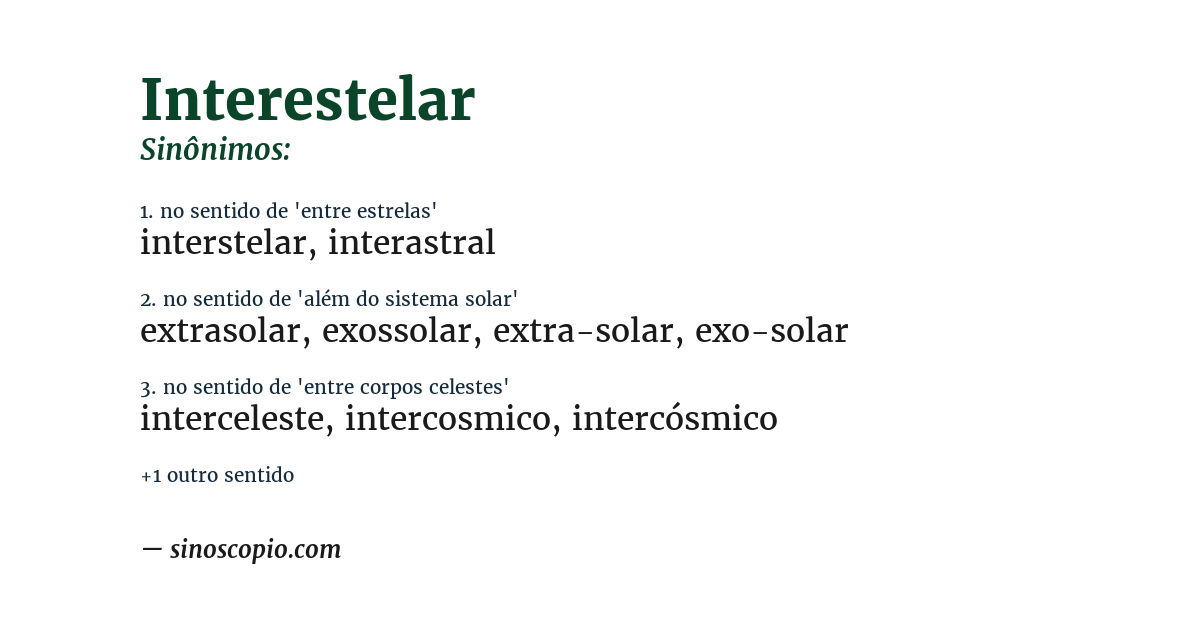 Sinônimo de interestelar