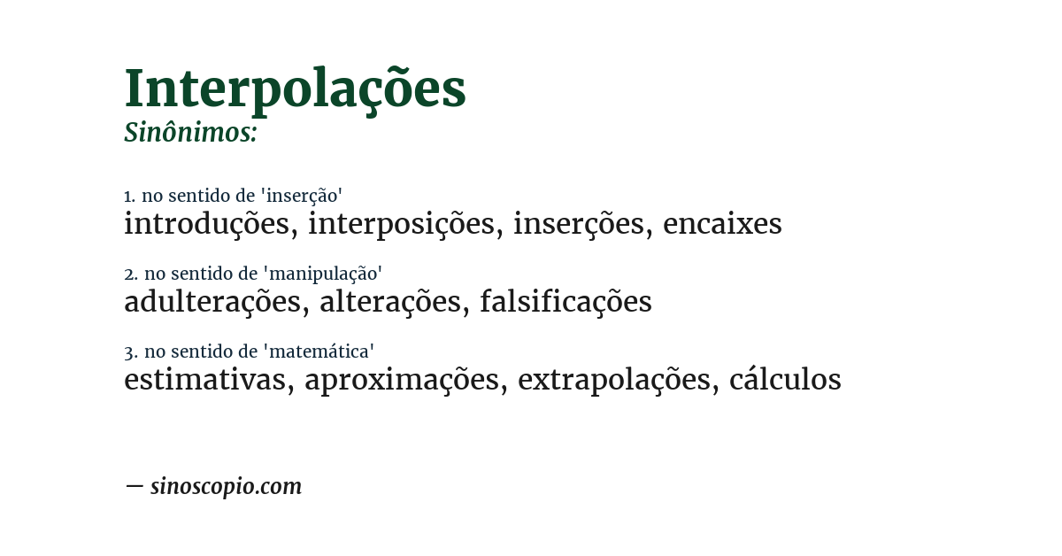 Sinônimo de interpolações