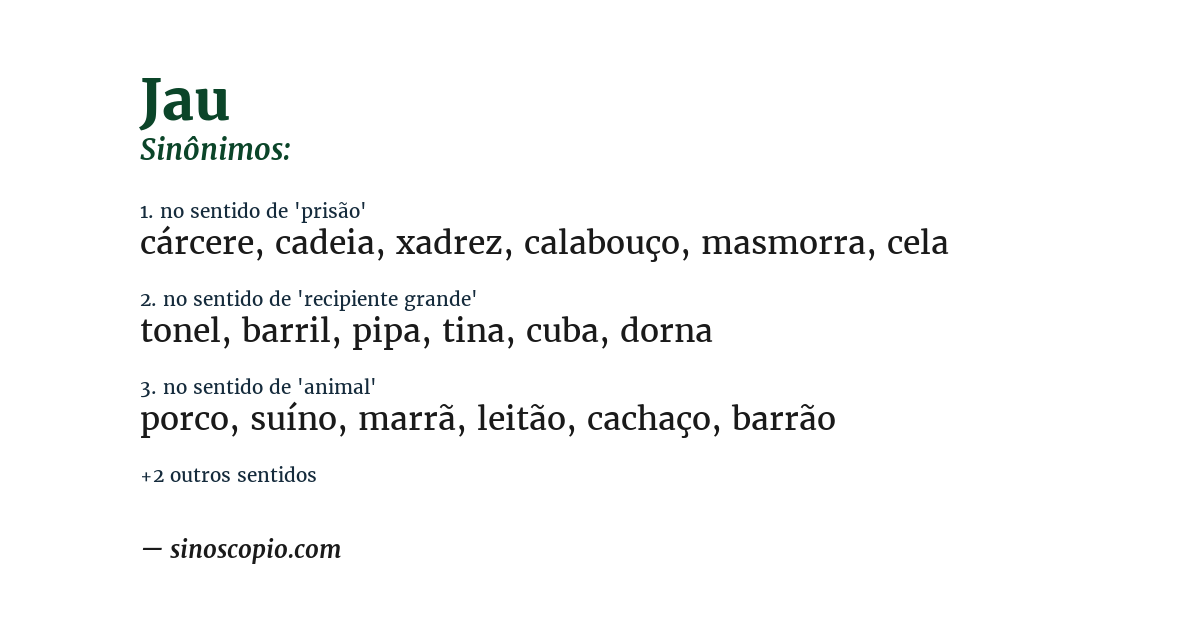 Sinônimo de jau