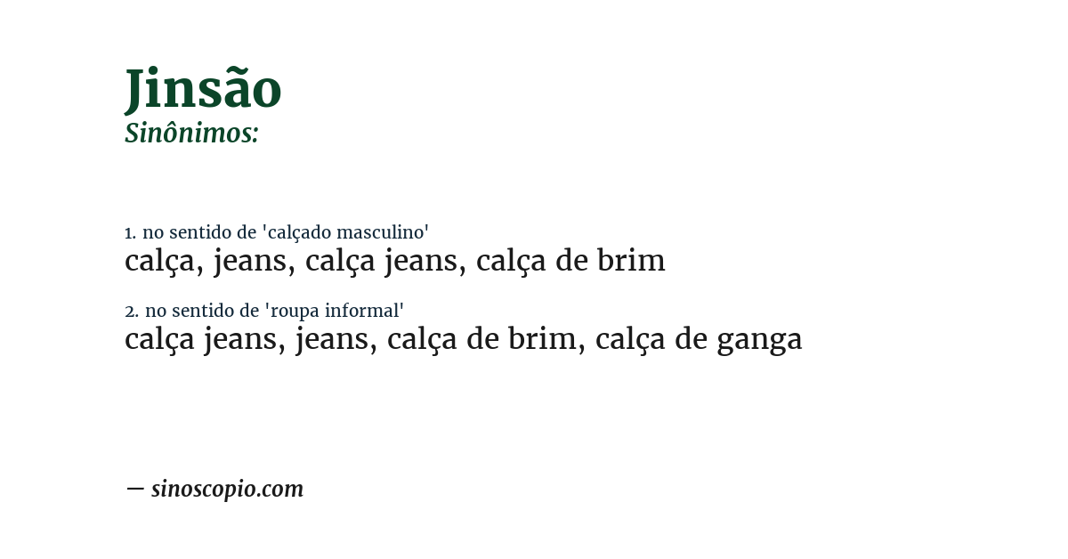 Sinônimo de jinsão