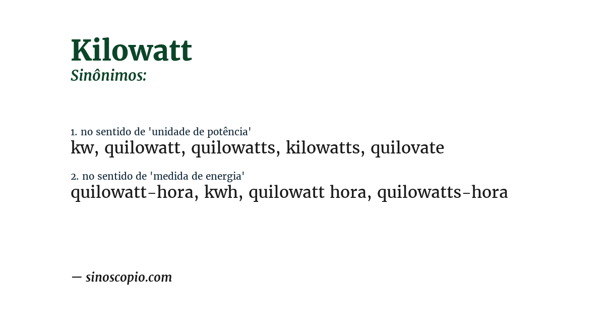 Sinônimo de kilowatt