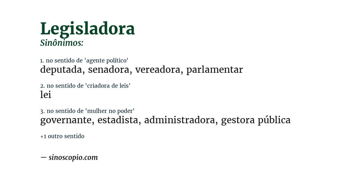 Sinônimo de legisladora