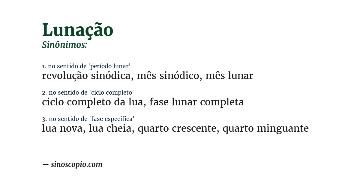 Sinônimo de lunação