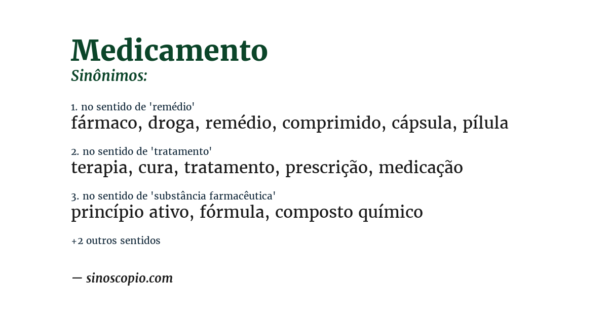 Sinônimo de medicamento