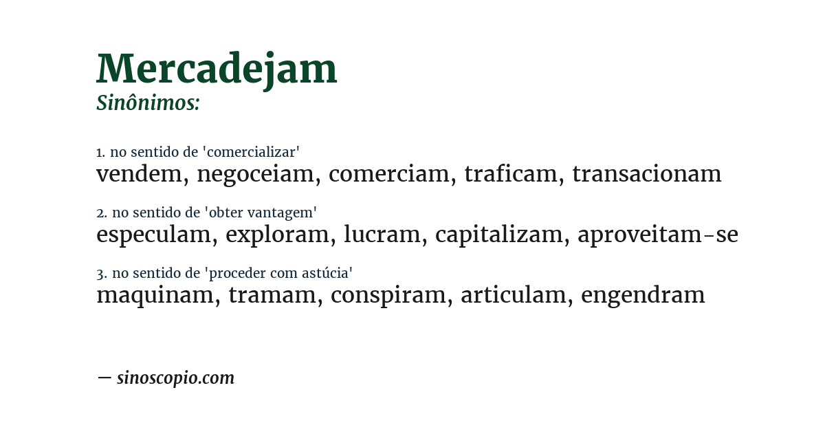 Sinônimo de mercadejam