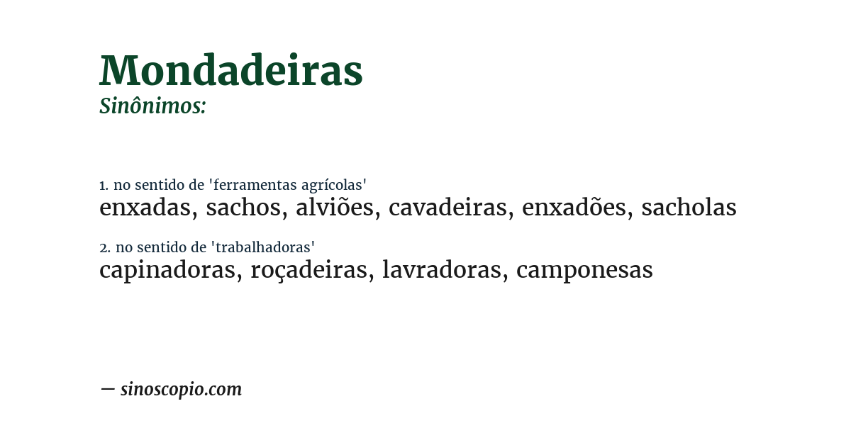 Sinônimo de mondadeiras