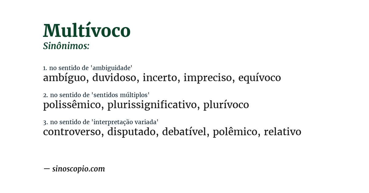 Sinônimo de multívoco
