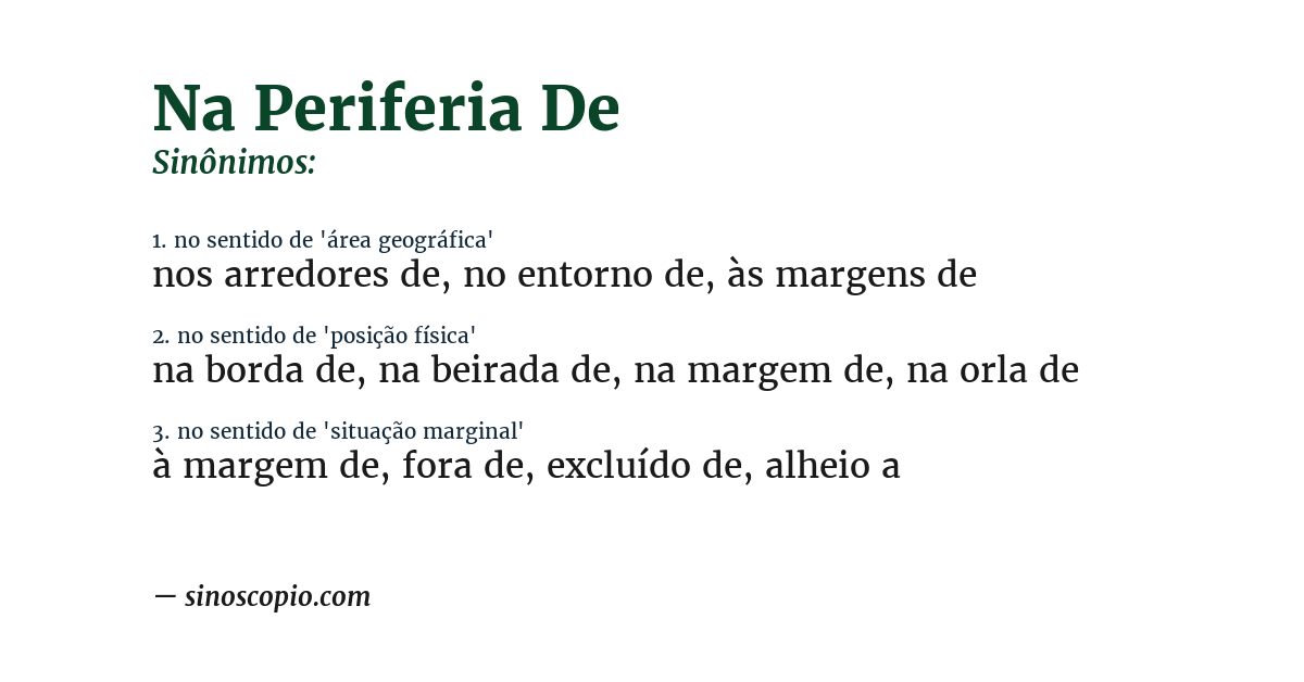 Sinônimo de na periferia de
