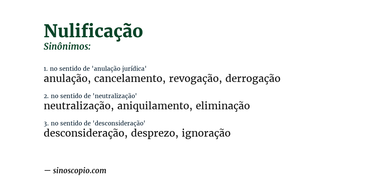Sinônimo de nulificação