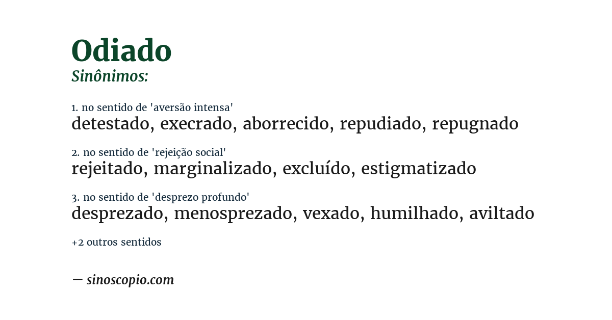 Sinônimo de odiado