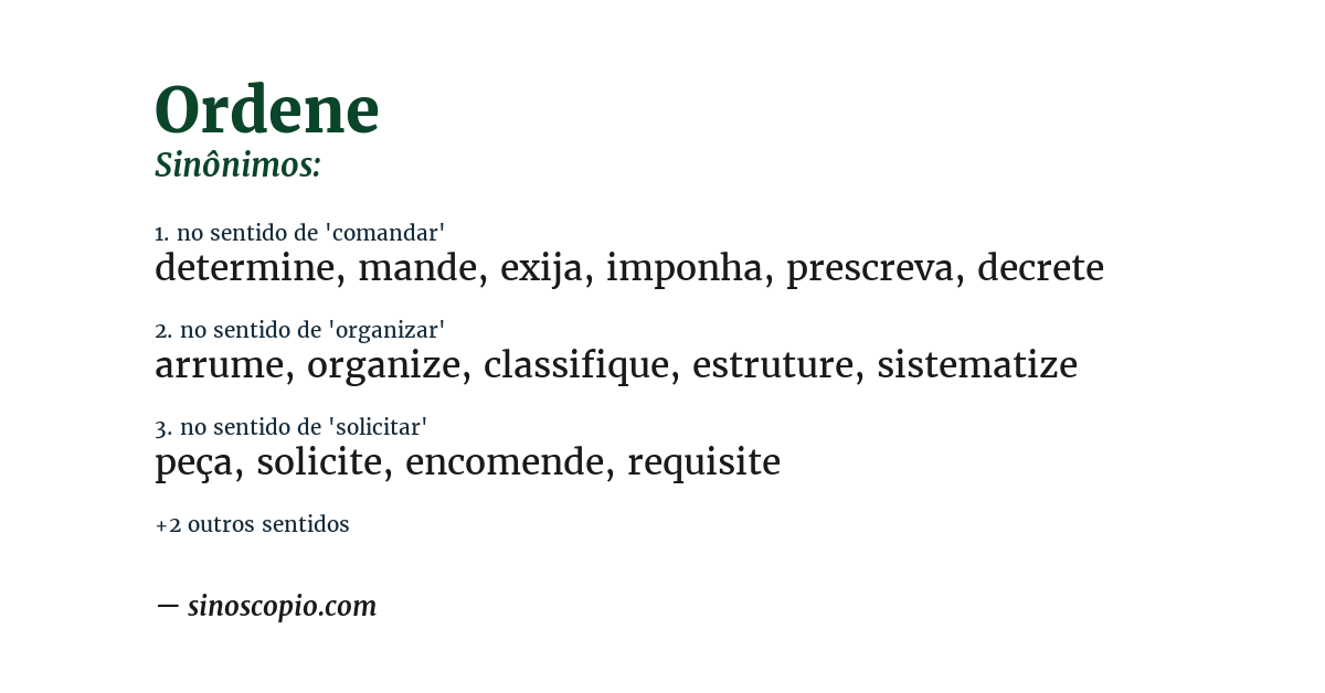 Sinônimo de ordene