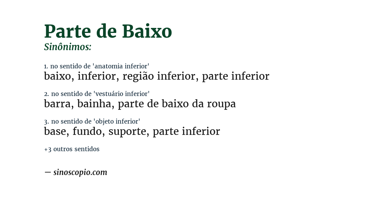 Sinônimo de parte de baixo