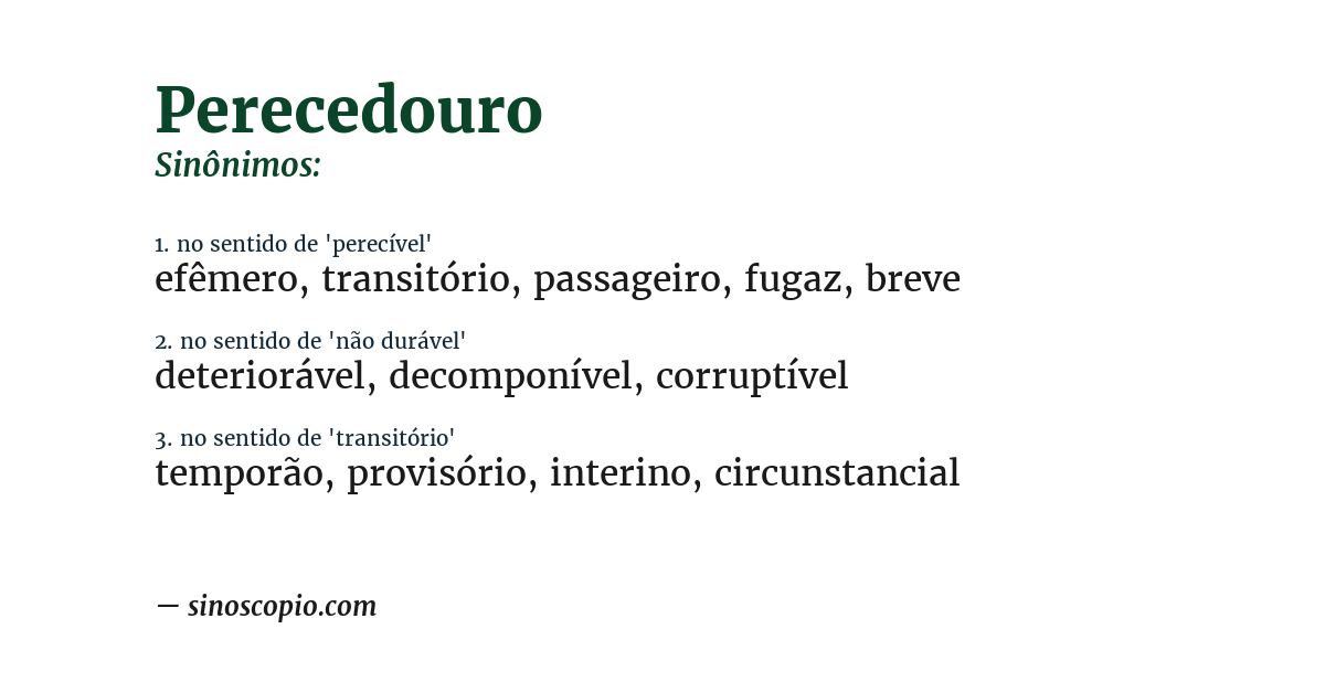 Sinônimo de perecedouro
