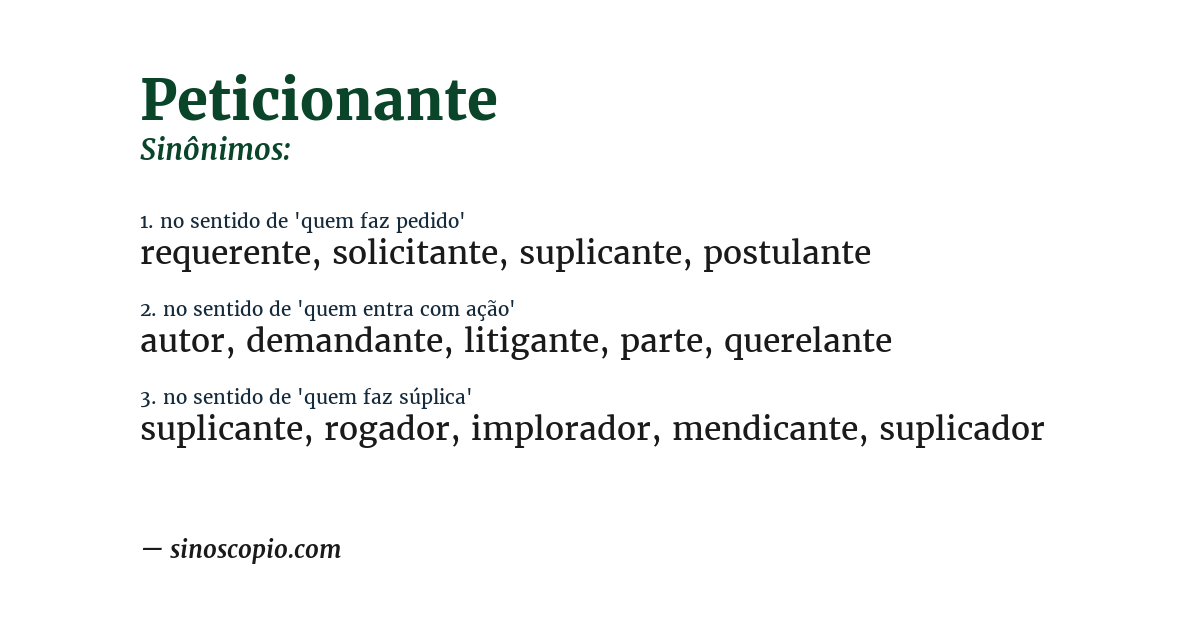 Sinônimo de peticionante