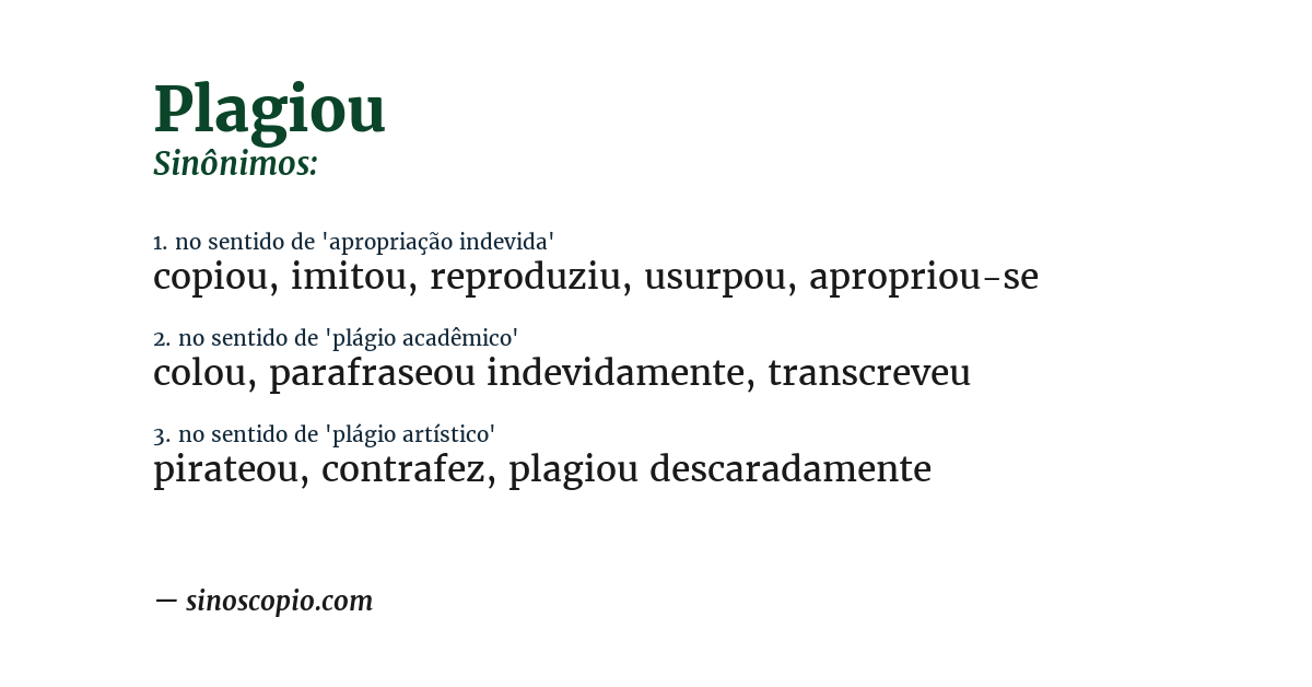 Sinônimo de plagiou
