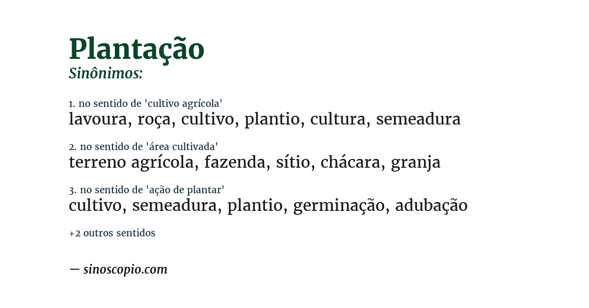 Sinônimo de plantação