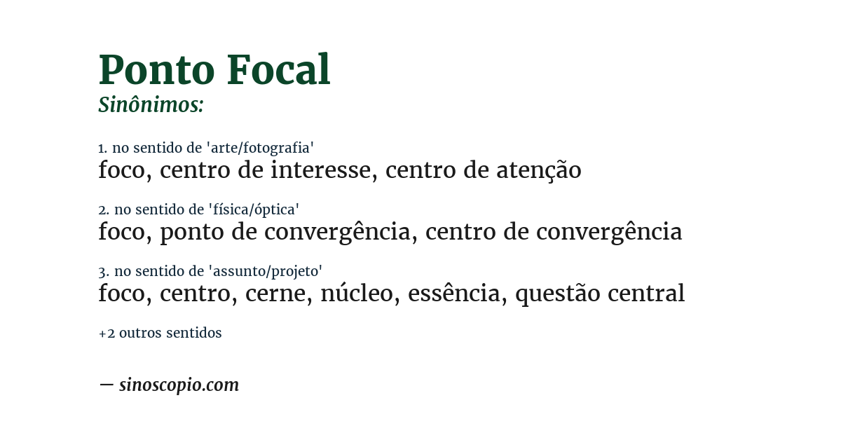 Sinônimo de ponto focal