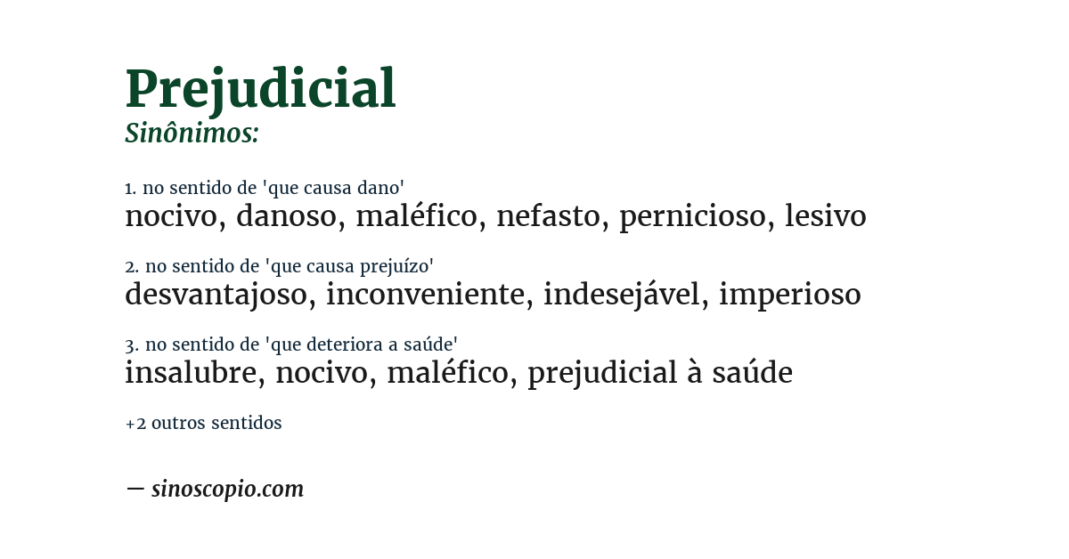 Sinônimo de prejudicial