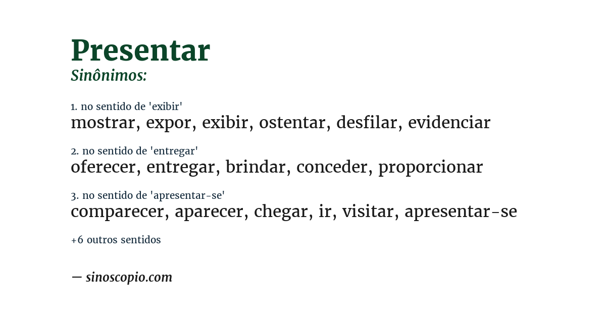 Sinônimo de presentar