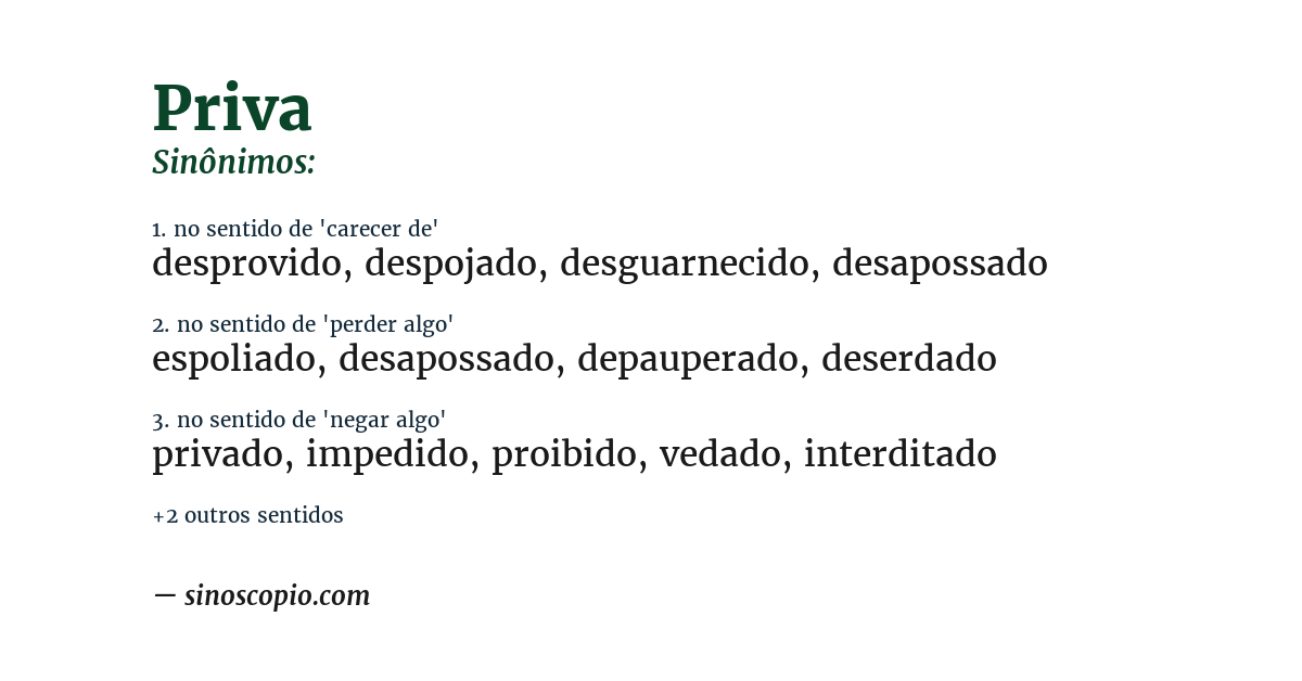 Sinônimo de priva
