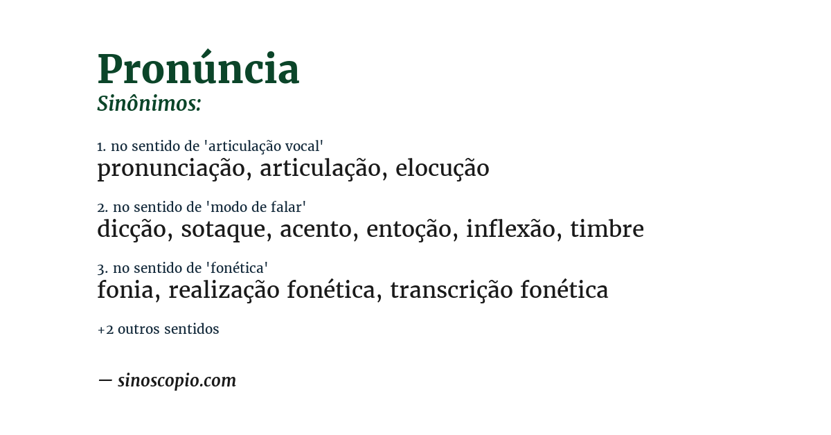 Sinônimo de pronúncia