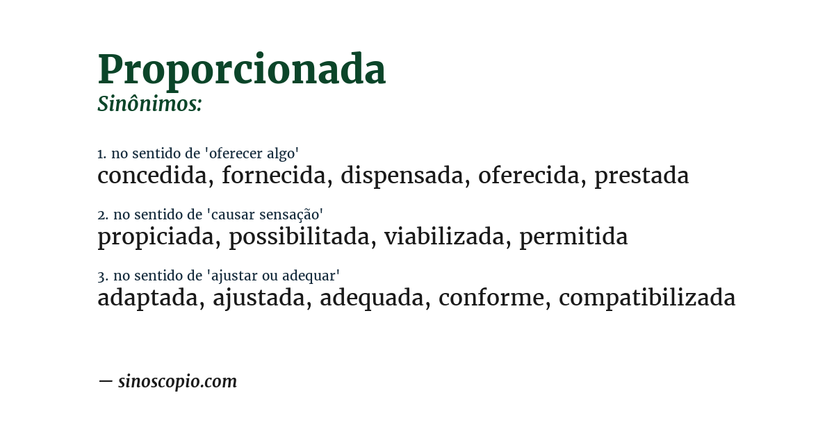 Sinônimo de proporcionada