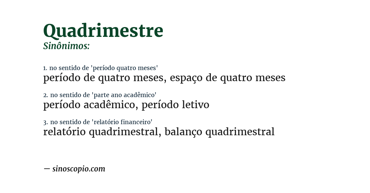 Sinônimo de quadrimestre