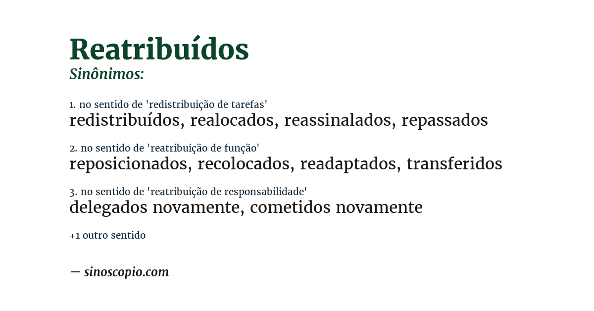 Sinônimo de reatribuídos