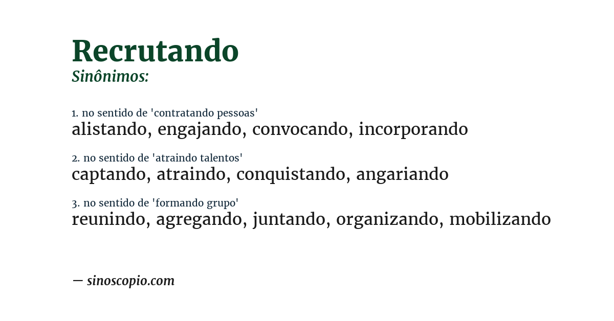 Sinônimo de recrutando