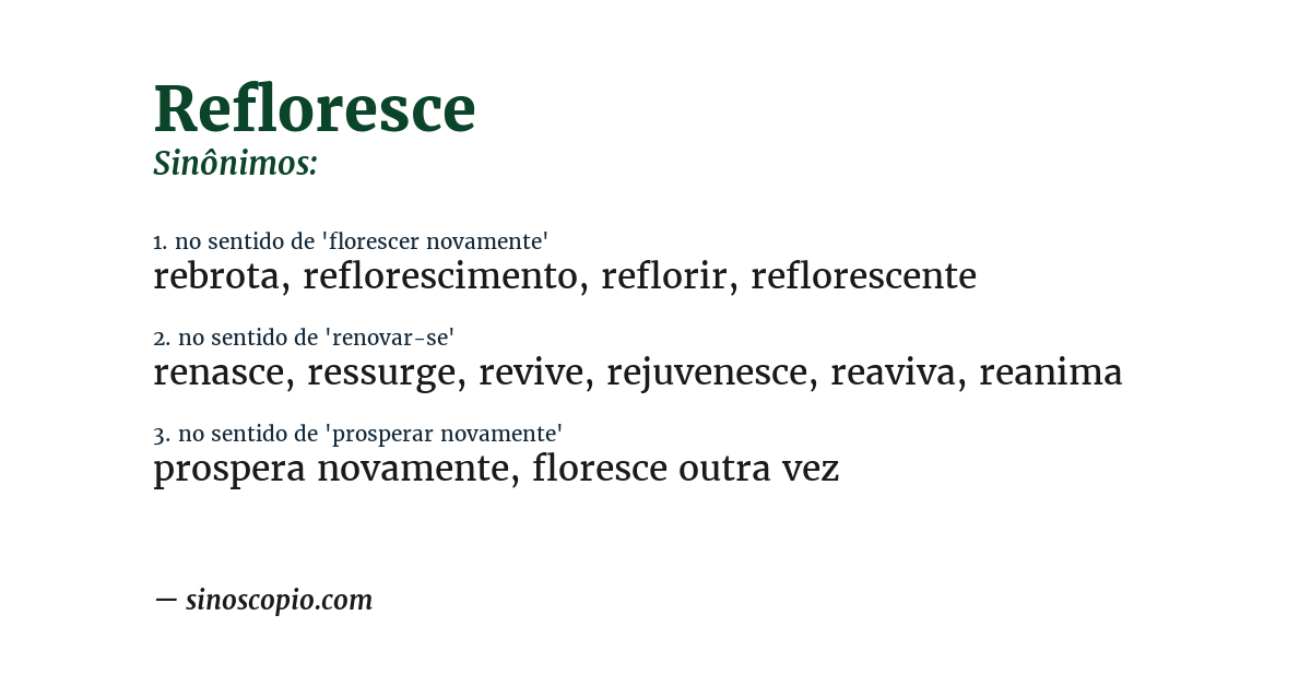 Sinônimo de refloresce
