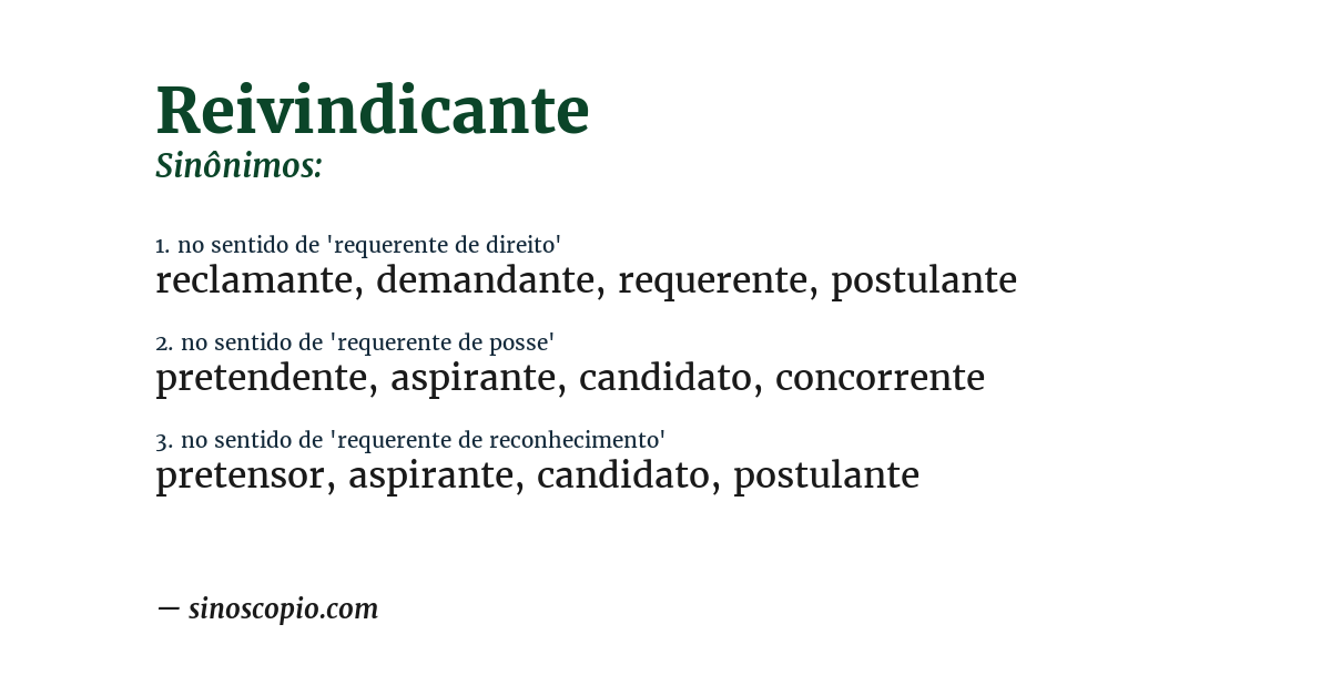 Sinônimo de reivindicante