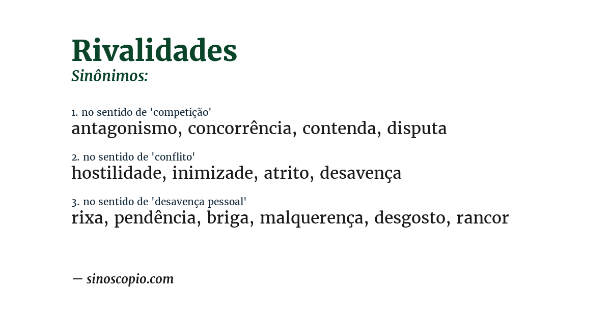 Sinônimo de rivalidades