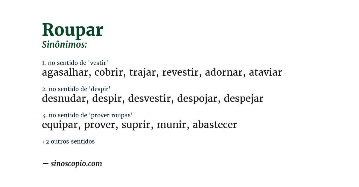 Sinônimo de roupar