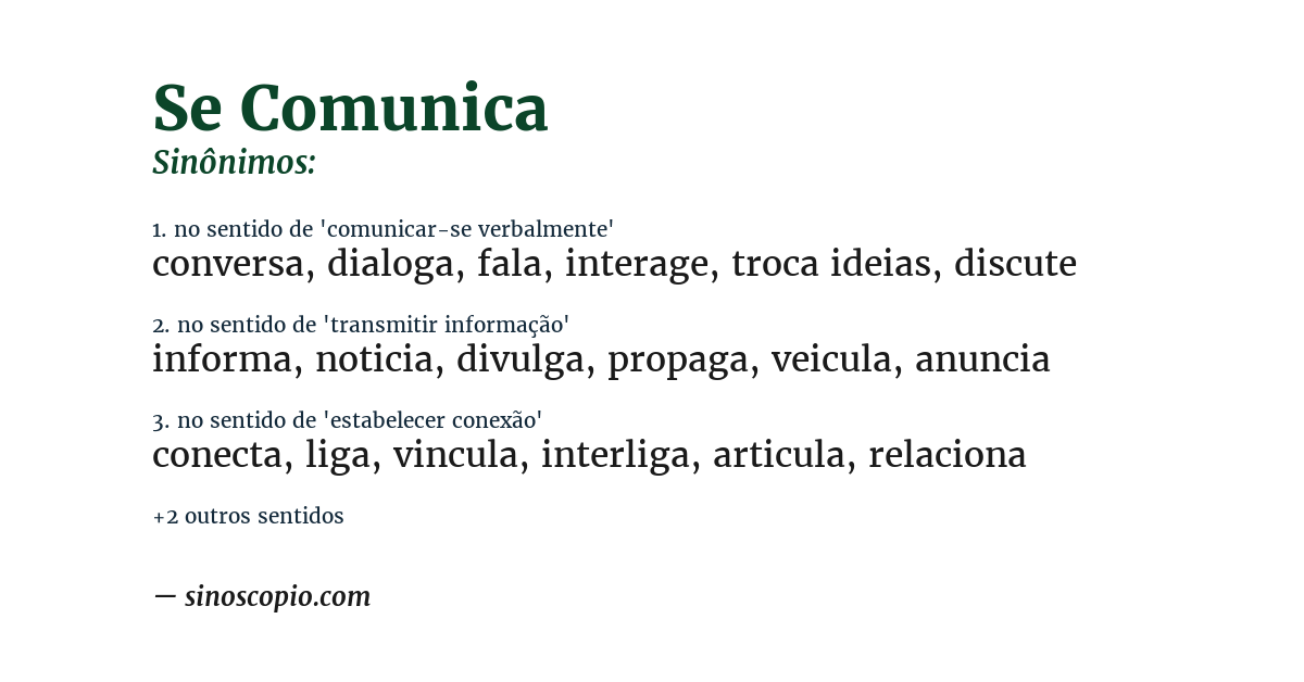 Sinônimo de se comunica